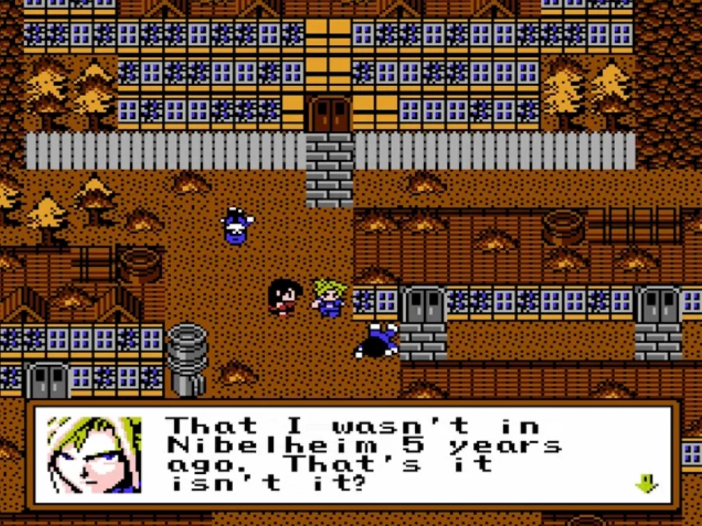 8-bit screenshot of an FF7 fan demake